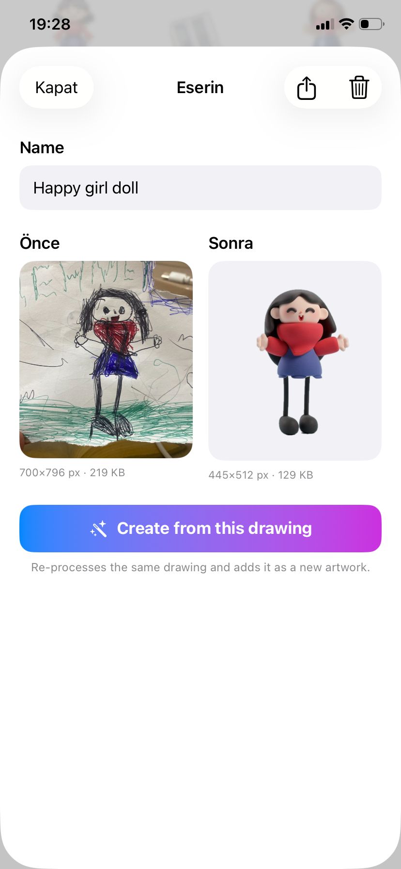 Önce ve Sonra ekranı
